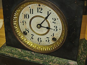 Seth Thomas Sussex Adamantine Mantel Clock Black And Green Back Escapement