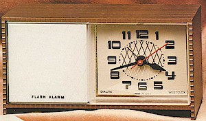 Westclox Moonbeam Style 3 Flashing Light Alarm Clock. Moonbeam style 3 brown. From 1982 Westclox catalog