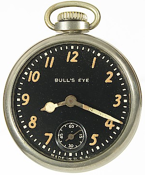 Westclox Bull's Eye Watch Style 2 Pocket Watch. Bull's Eye date 8-23-38