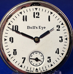 Westclox Bull's Eye Watch Style 2 Pocket Watch. Bull's Eye dated 12-5-33. Image courtesy eBay seller binzer101