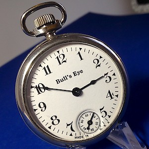 Westclox Bull's Eye Watch Style 1b Pocket Watch. Bull's Eye dated 2-31. Image courtesy eBay seller binzer101