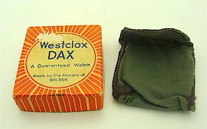 Westclox Dax Style 2 Pocket Watch. Box to a Dax style 2 short stem, solid numeral watch
