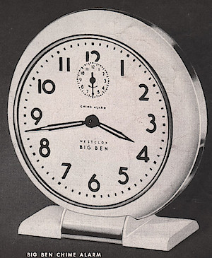 Westclox Big Ben Style 5 Chime Alarm Ivory Plain. 1948-9-25-p1-SP. September 25, 1948 Saturday Evening Post, p. 1