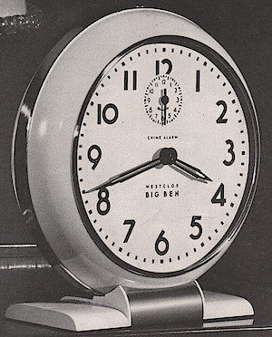Westclox Big Ben Style 5 Chime Alarm Ivory Plain. 1943-1-23-p1-SP. January 23, 1943 Saturday Evening Post, p. 1