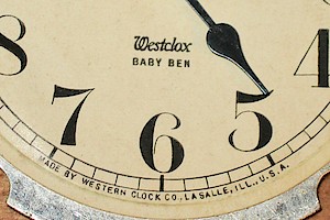 Westclox Baby Ben Style 1 Non Luminous. Dial with "Westclox" in italics