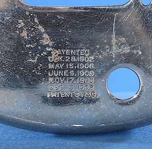 Westclox Bingo Style 1. Patent dates 1902 through 1908. This back may belong to an earlier clock, as my 1918 example has patent dates through 1914, just like a Big Ben has.