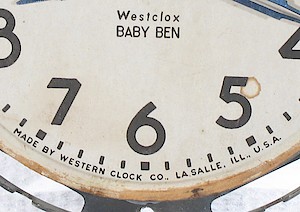 Westclox Baby Ben Style 4 Ivory Plain. Dial with  dot after the "A". Original dial