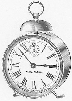 Westclox Long Alarm. 1902 Catalog, The Western Clock Mfg. Company; LaSalle; Illinois; U.S.A. -> 9