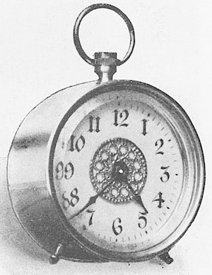 Westclox La Sallita Style 1 Nickel White Dial Gilt Center. 1902 Catalog, The Western Clock Mfg. Company; LaSalle; Illinois; U.S.A. -> 11