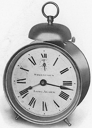 Westclox Strenuous Long Alarm. 1904 Western Clock Mfg. Co. Catalog (missing pp. 21 - 24); La Salle; Illinois -> 14
