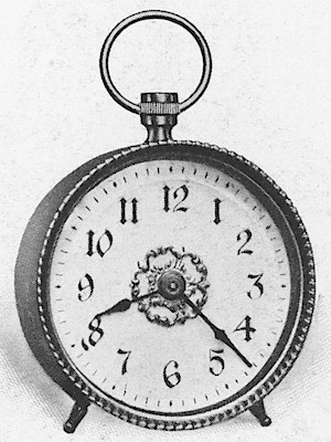 Westclox La Sallita Style 1 Nickel Ivory Dial Gilt Center. 1904 Western Clock Mfg. Co. Catalog (missing pp. 21 - 24); La Salle; Illinois -> 19