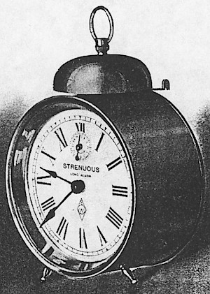 Westclox Strenuous Long Alarm. 1907 Western Clock Manufacturing Company Catalog - PHOTOCOPY -> 16