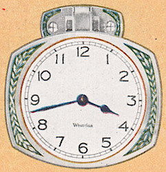 Westclox Auto Clock Plain. 1930 Westclox Color Brochure; Western Clock Company; La Salle; Illinois; USA -> 1930s-colors-2
