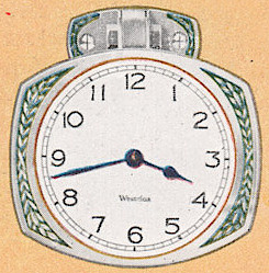 Westclox Auto Clock Luminous. 1930 Westclox Color Brochure; Western Clock Company; La Salle; Illinois; USA -> 1930s-colors-2