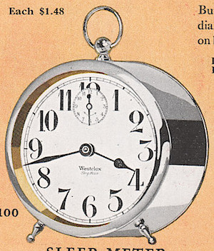 Westclox Sleepmeter Style 1 Plain. 1930 Westclox Color Brochure; Western Clock Company; La Salle; Illinois; USA -> 1930s-colors-2
