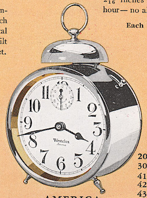 Westclox America Style 2a Nickel. 1930 Westclox Color Brochure; Western Clock Company; La Salle; Illinois; USA -> 1930s-colors-2