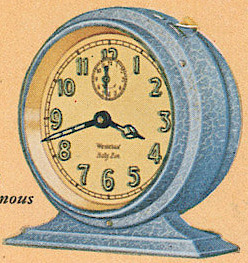Westclox Baby Ben Style 2 Blue Crackle Non Luminous. 1930 Westclox Color Brochure; Western Clock Company; La Salle; Illinois; USA -> 1930s-colors-3