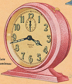 Westclox Big Ben Style 2 Old Rose Crackle Luminous. 1930 Westclox Color Brochure; Western Clock Company; La Salle; Illinois; USA -> 1930s-colors-3