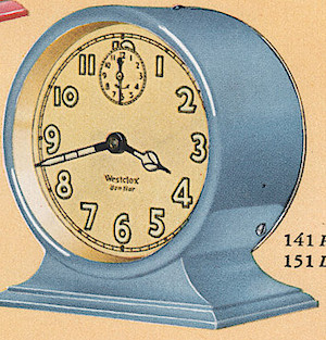 Westclox Ben Hur Style 1 Blue Plain. 1930 Westclox Color Brochure; Western Clock Company; La Salle; Illinois; USA -> 1930s-colors-4