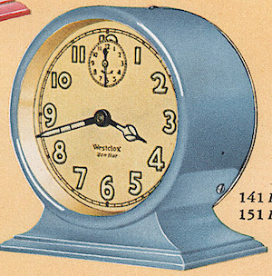 Westclox Ben Hur Style 1 Blue Luminous. 1930 Westclox Color Brochure; Western Clock Company; La Salle; Illinois; USA -> 1930s-colors-4