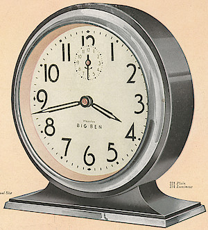 Westclox Big Ben Style 3 Chime Alarm Black Luminous. 1931 Westclox Color Catalog Pages, C. M. McClung & Co. -> 298A