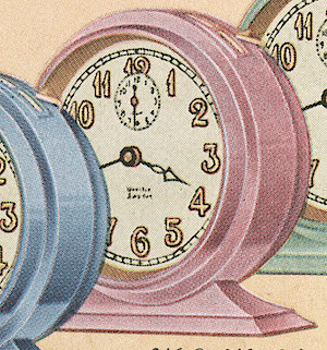 Westclox Baby Ben Style 2 Orchid Gold Leaf Numeral. 1931 Westclox Color Catalog Pages, C. M. McClung & Co. -> 298C