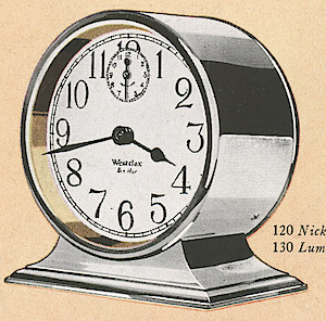Westclox Ben Hur Style 1 Nickel Luminous. 1931 Westclox Color Catalog Pages, C. M. McClung & Co. -> 298C