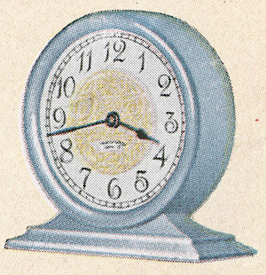 Westclox Tiny Tim Blue Solid. 1930 Westclox Color Catalog Pages, Helena Hardware Co. -> 349