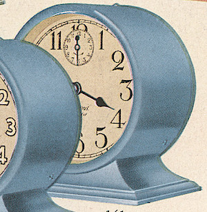 Westclox Ben Hur Style 1 Blue Plain. 1930 Westclox Color Catalog Pages, Helena Hardware Co. -> 349