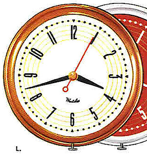 Westclox Manor Style 2 Chrome Case White Dial. Westclox, Canada ca. 1954 Catalog -> 6