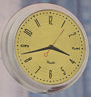 Westclox Manor Style 2 Chrome Case White Dial. 1954-6-5-p87-SP?. June 5, 1954 may be Saturday Evening Post, p. 87