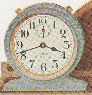 Westclox Baby Ben Style 2 Blue Crackle Non Luminous. 1928 Westclox Color Pages, Frankfurth Hardware Co. -> 1458C