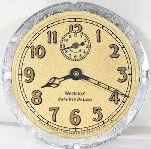 Westclox Baby Ben Style 2 Green Crackle Luminous. PAPER luminous dial!