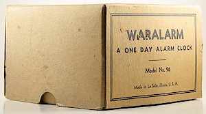 Westclox Waralarm Ivory Metal Case. Box oblique 4