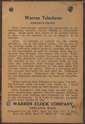 Telechron 322. Original label (Warren Clock Co.) even though dial and nameplate say Warren Telechron Co.