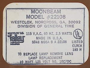 Westclox Moonbeam Style 3 Flashalarm Woodgrain