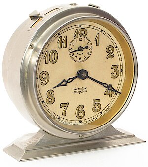 Westclox Baby Ben Style 2 Butler Nickel Gold Leaf Numeral. F