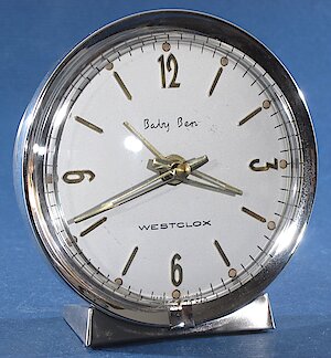 Westclox Baby Ben Deluxe Style 7 Brushed Silver Luminous. No date on movement