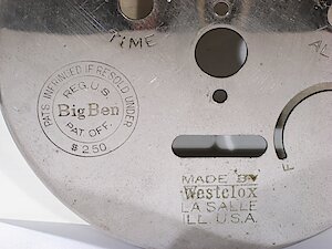 Westclox Big Ben Style 1 Nickel. Back 1910.3