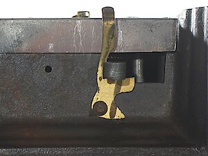Westclox F W Gun Metal. Early form of alarm shutoff lever