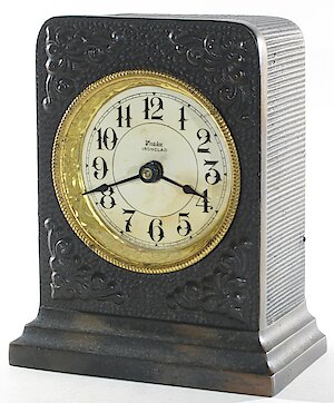 Westclox Ironclad Gun Metal. Height 5 3/16" Extra number "1" on front plate. In original Box. Thanks to Rich Wienssen for donating this clock and box to the clockhistory,com collection! This clock also has a great date: 2-22-22!