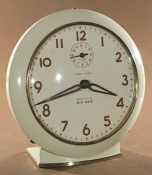 Westclox Big Ben Style 6 Chime Alarm Ivory Plain