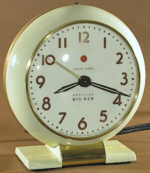 Westclox Big Ben Style 5a Electric Chime Alarm Ivory Plain