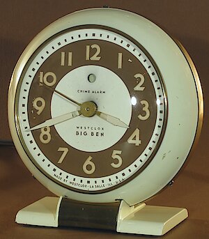 Westclox Big Ben Style 5a Electric Chime Alarm Ivory Luminous