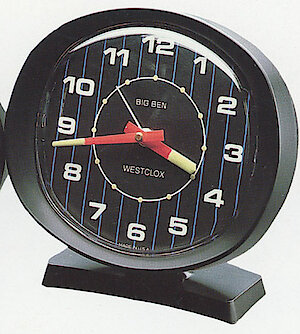 Westclox Big Ben Style 9 Black Case Black Dial Vertical Stripes. Westclox and Seth Thomas 1990 Catalog -> 3