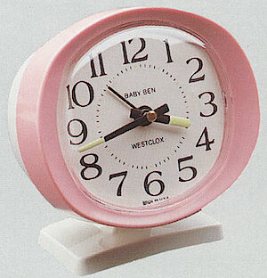 Westclox Baby Ben Style 9 White Pink Luminous. Westclox and Seth Thomas 1990 Catalog -> 3