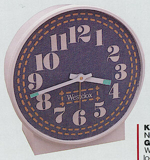 Westclox Great Time Keywound White With Denim Look Dial. Westclox and Seth Thomas 1990 Catalog -> 8