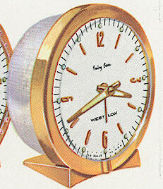 Westclox Baby Ben Deluxe Style 7 Brass Bezel Base Silver Florentine Back Luminous. Westclox 1960 Keywound and Electric Clocks Catalog -> 2