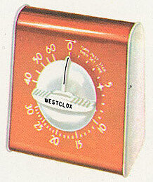 Westclox Lookout Portable Timer White. Westclox 1960 Keywound and Electric Clocks Catalog -> 4