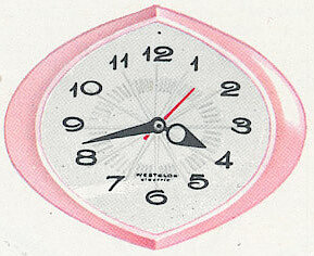 Westclox Sonnet Electric Wall Clock Pink. Westclox 1960 Keywound and Electric Clocks Catalog -> 7